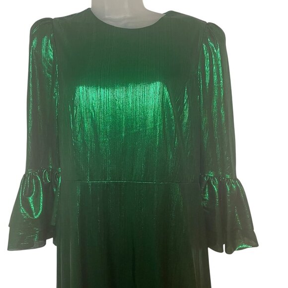 Pomander Place Anthropologie Emerald Lurex Lillith Dress NWT Size Large - Picture 5 of 7